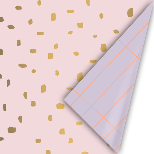 Cadeaupapier Dots pink/gold 50cm