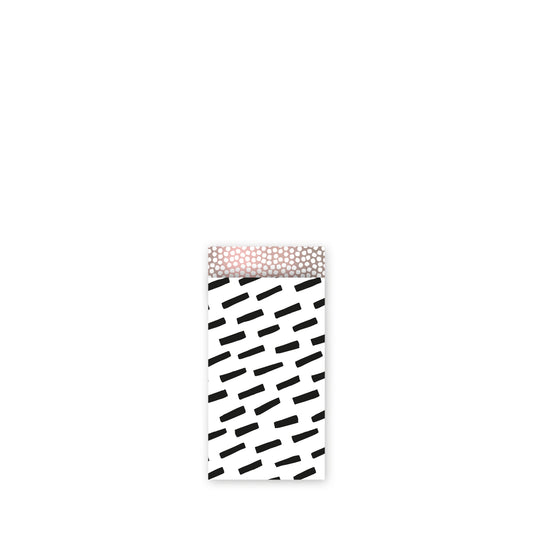 Cadeauzakjes striped dots wit/zwart - S